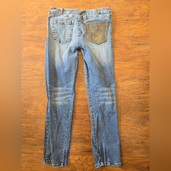 Vintage Baby Phat Jeans Womens Size 7 Distressed Holes Designed Pockets Unique - Picture 1 of 8